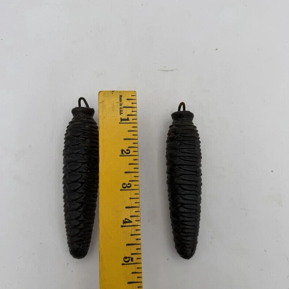 Set Pair Of Vintage Cast Iron Cuckoo Clock Weights 1 Lb 14oz 4.75